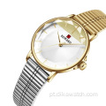 Relógios femininos da moda REWARD 21010 com mostrador de combinação de cores Relógio de quartzo impermeável para senhoras em aço inoxidável.
